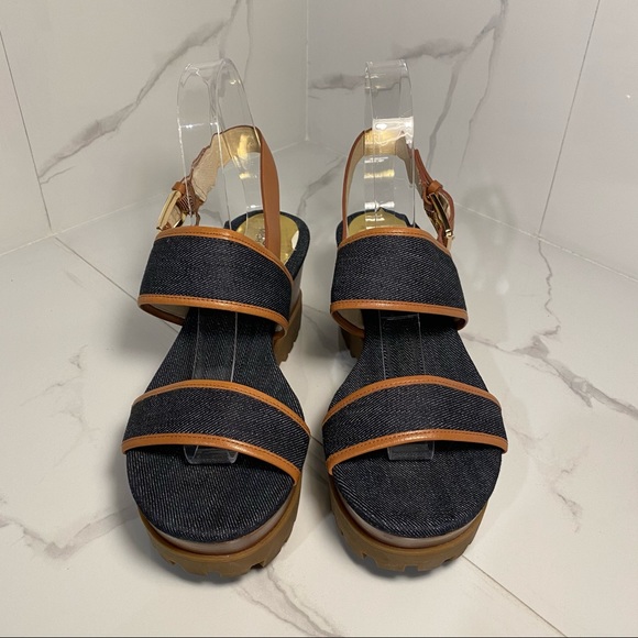 ⭐️HP⭐️ BNIB Michael Kors Gillian Denim Wedge - Picture 3 of 8